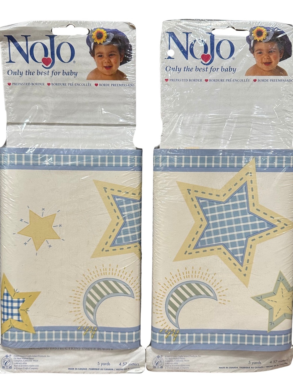 2 Packs Vintage NoJo Wall Border Celestial Baby Nursery Bathroom Decor Moon Star
